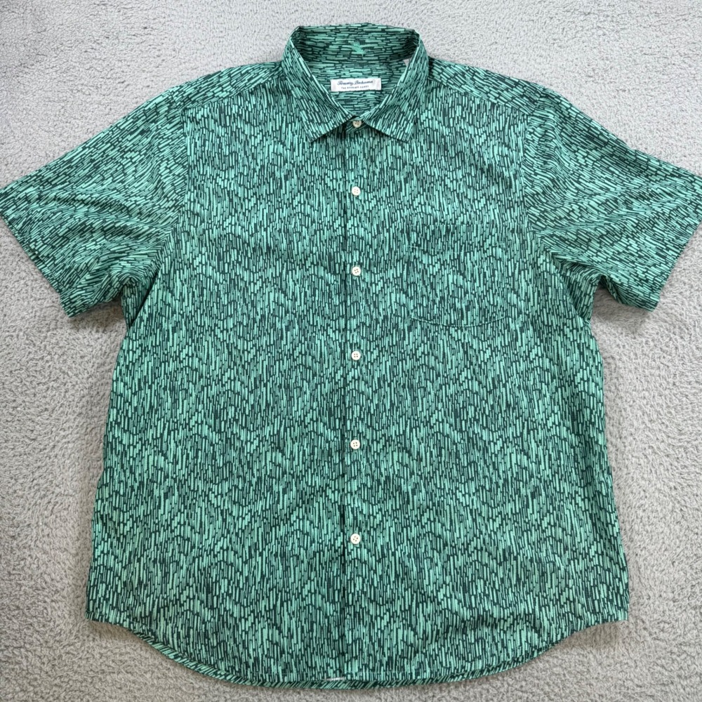 Tommy Bahama The Bahama Coast Mens‎ Large Green Short Sleeve Button Shirt